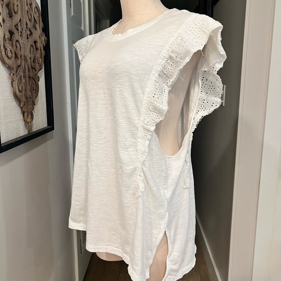 PILCRO for Anthropologie White top with eyelet elements and wide arm opening - Picture 2 of 14